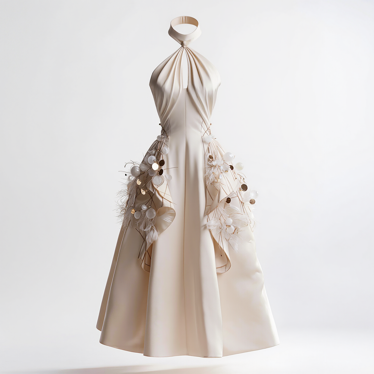 Odette Embellished Halter Midi Dress