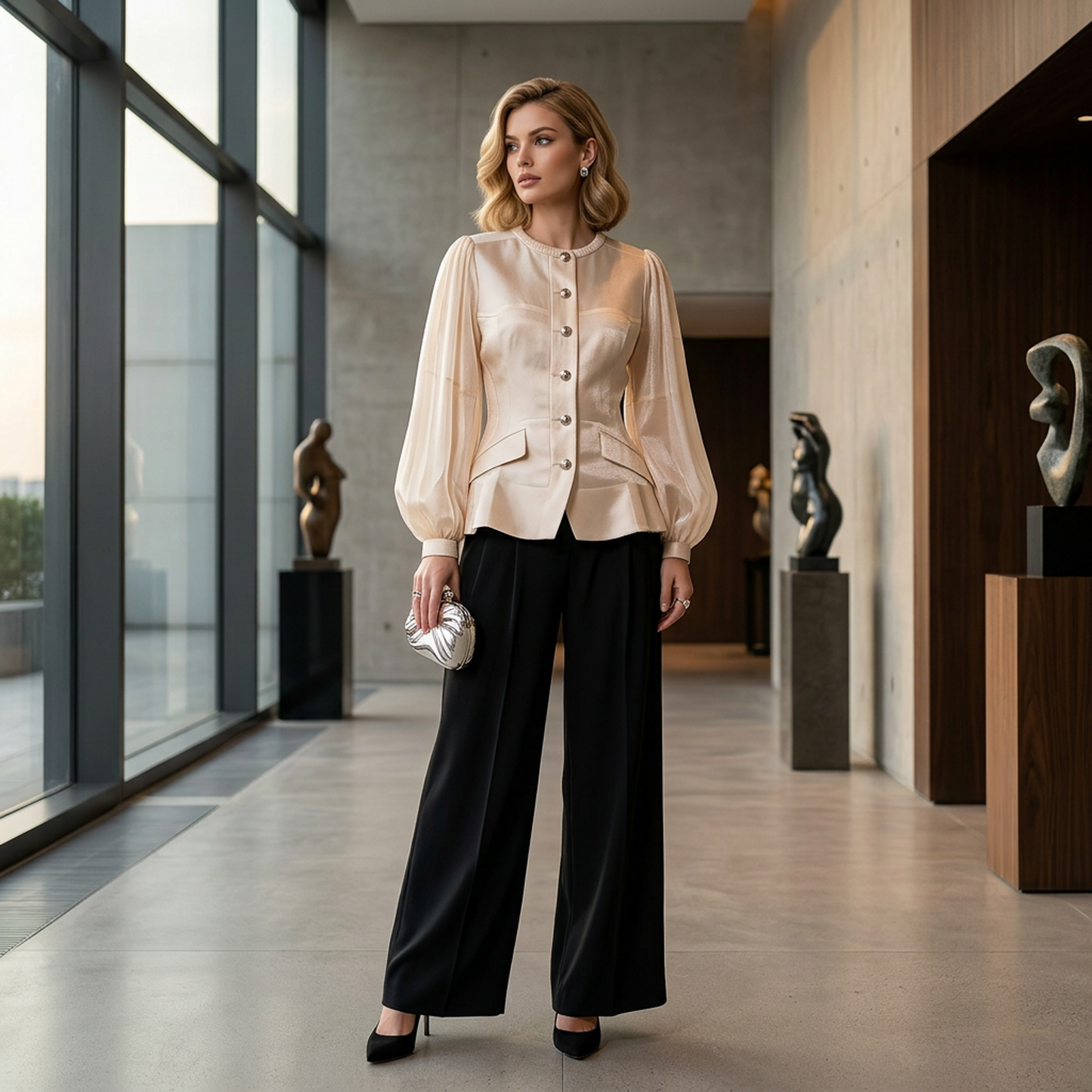 Genevieve Lustrous Peplum Jacket