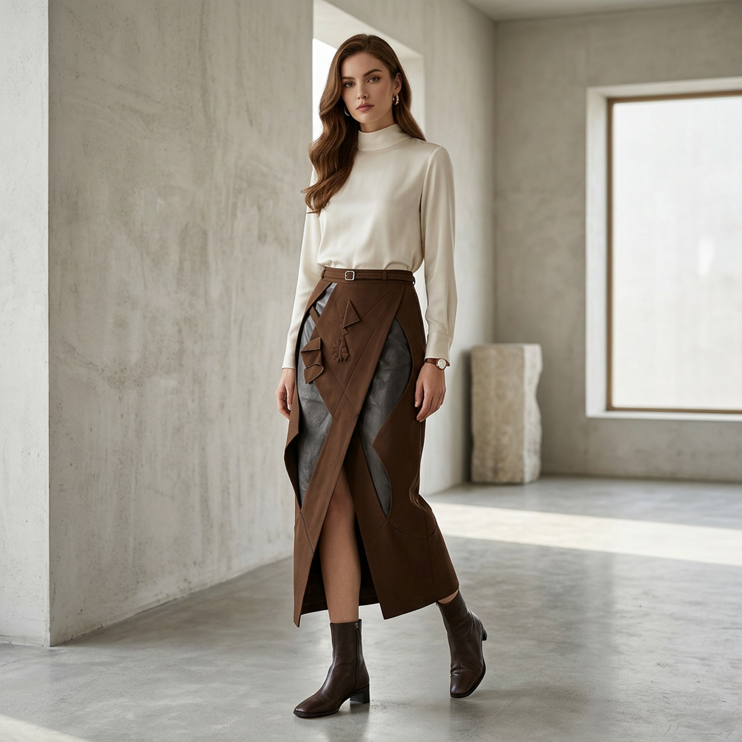 Vesper Architectural Shard Midi Skirt