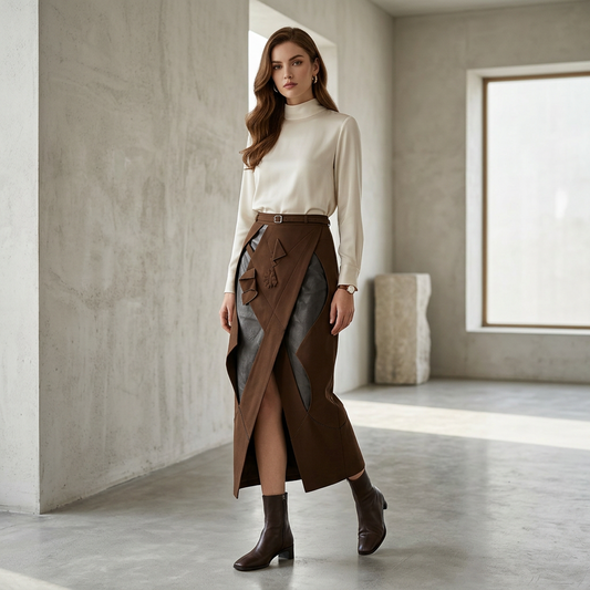 Vesper Architectural Shard Midi Skirt