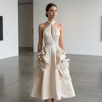 Odette Embellished Halter Midi Dress