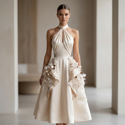 Odette Embellished Halter Midi Dress