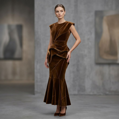Aurelia Sculptural Velvet Gown