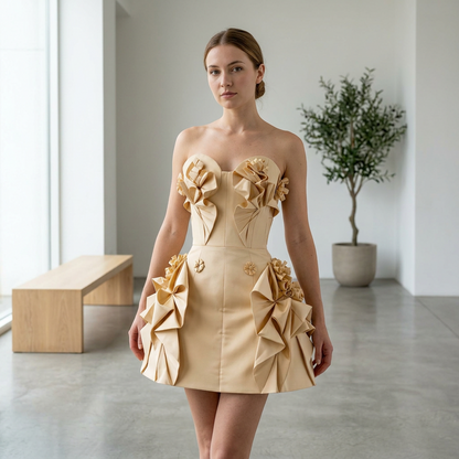 Fleur Origami Bow Mini Dress